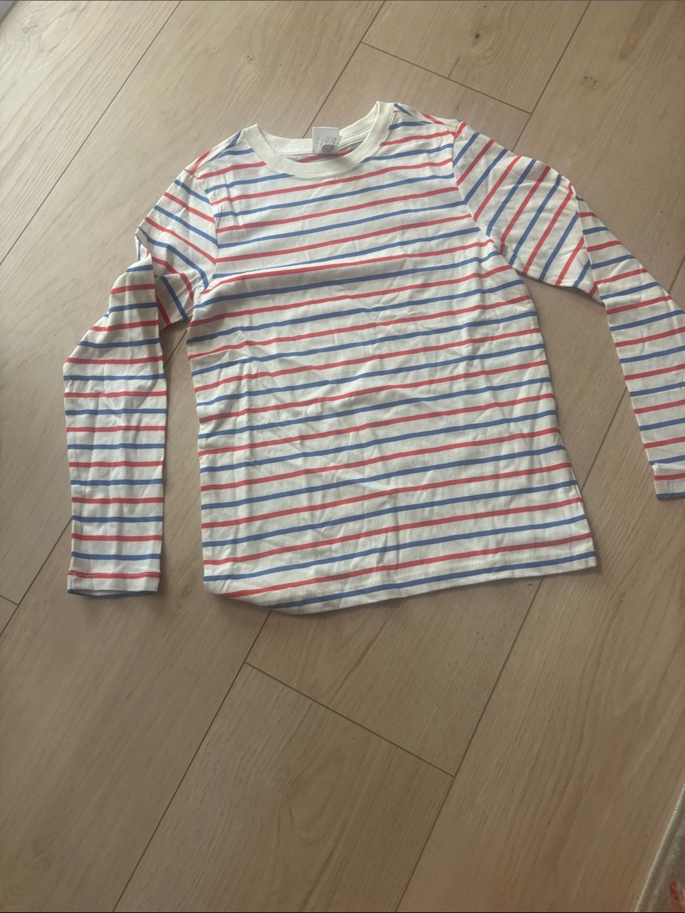 NWOT*Kids Long-Sleeve Striped Tee - Cream with Red & Blue Stripes